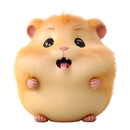 3d rendered illustration of a hamster with a funny expression.の素材