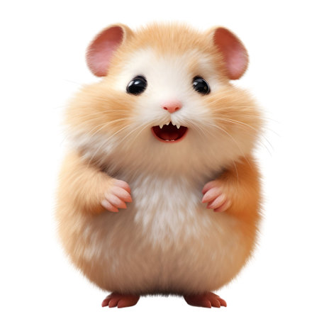 3D rendering of a cute hamster isolated on white background.の素材