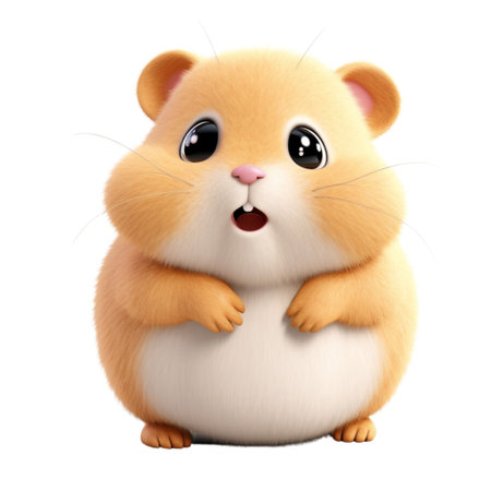 3D rendering of a cute hamster isolated on white background.の素材