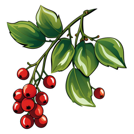 Branch of mistletoes illustrationsの素材