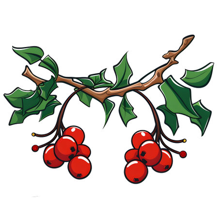 Branch of mistletoes illustrationsの素材