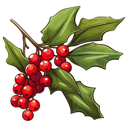 Branch of mistletoes illustrationsの素材