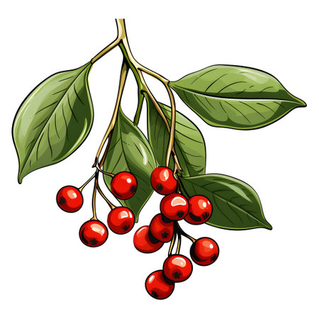 Branch of mistletoes illustrationsの素材
