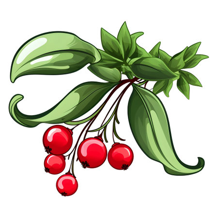 Branch of mistletoes illustrationsの素材