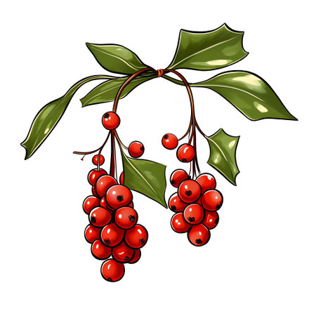 Branch of mistletoes illustrationsの素材