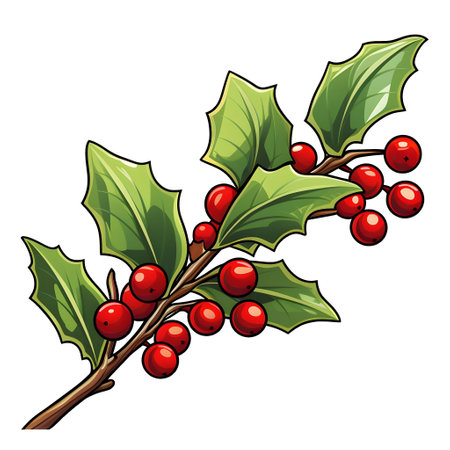 Branch of mistletoes illustrationsの素材