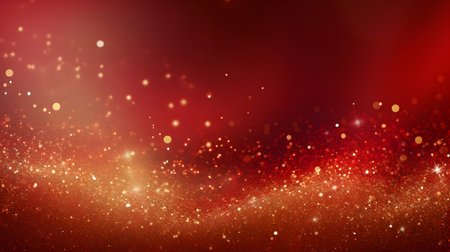 Abstract red background with bokeh lights and stars.の素材