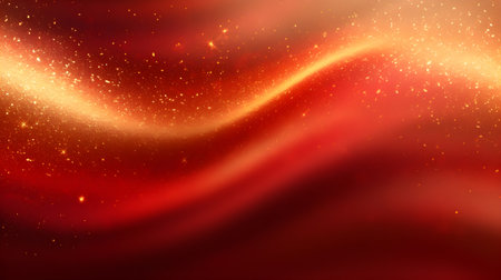 Abstract red background with golden glittering stars and bokeh effectの素材