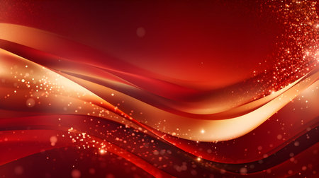 Abstract red wave background with lights and sparkles.の素材