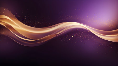 Elegant abstract background with golden waves and glitter.の素材
