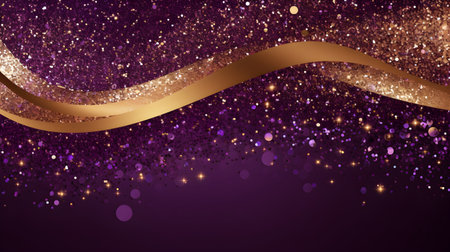 luxury abstract purple and golden glitter illustration backgroundの素材