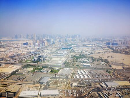 United Arab Emirates, view from above. Taking pictures of the plane. The landscape of the UAE.