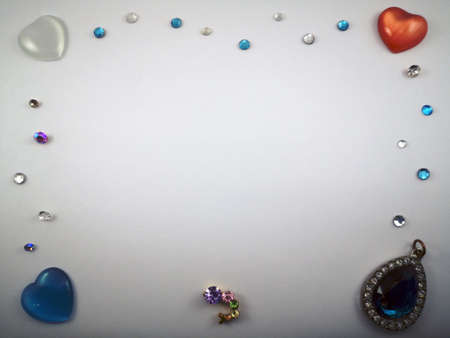 Frame of rhinestones and hearts for Valentines Dayの写真素材