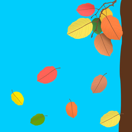 Bright vector drawing of falling autumn leavesのイラスト素材