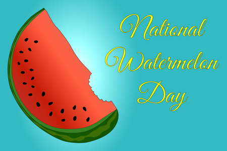 Celebrate National Watermelon Day with this vibrant vector illustration of a juicy watermelon slice. Perfect for summer-themed designs and events.のイラスト素材