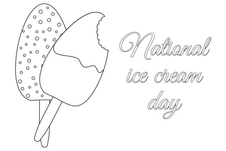 Celebrate National Ice Cream Day with this cute vector illustration for coloring featuring delicious ice cream bars. Perfect for design, summer-themed promotions and holiday.のイラスト素材