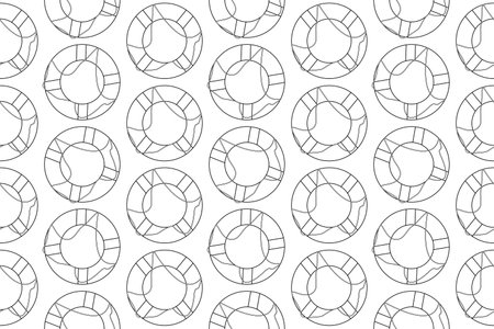 Lifebuoy pattern coloring page with repeating designs. Perfect for both children and adults to color and enjoy.のイラスト素材