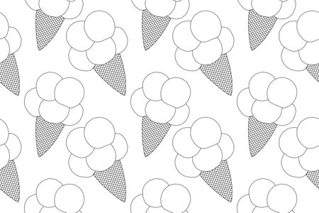 Fun and repetitive ice cream cone pattern coloring page. Perfect for kids and adults to relax and enjoy coloring.のイラスト素材