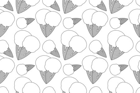 Fun and repetitive ice cream cone pattern coloring page. Perfect for children and adults to enjoy a creative activity.のイラスト素材