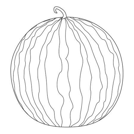 Fun and simple watermelon coloring page for kids and adults. Perfect for summer activities and creative projects.のイラスト素材
