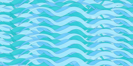 A seamless vector pattern of blue waves, perfect for summertime designs, water-themed projects, and...