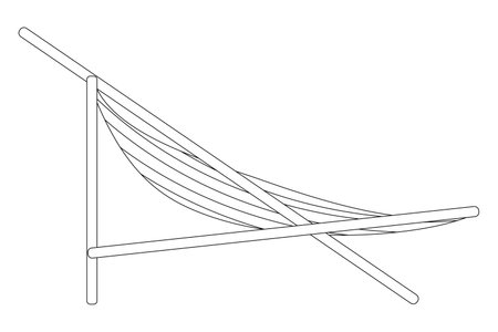 A simple and relaxing black and white coloring page featuring a hammock design. Ideal for creative projects and relaxing activities for all ages.のイラスト素材