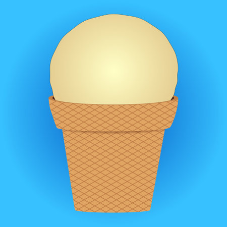 A delightful vector illustration of a vanilla ice cream cone. Perfect for summer-themed projects and designs.のイラスト素材