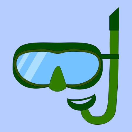 Vector illustration of snorkeling gear including a mask and snorkel. Perfect for summer, beach, and underwater-themed designs.のイラスト素材