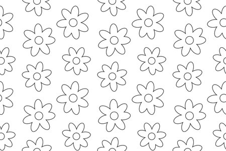 A Memphis style coloring page with retro flower patterns. Perfect for kids creative activities and relaxing coloring sessions.のイラスト素材
