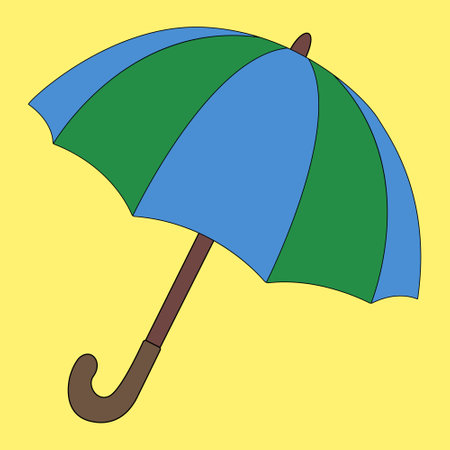 Colorful vector illustration of an umbrella perfect for fall and rainy day themes. Great for seasonal designs and projects.のイラスト素材