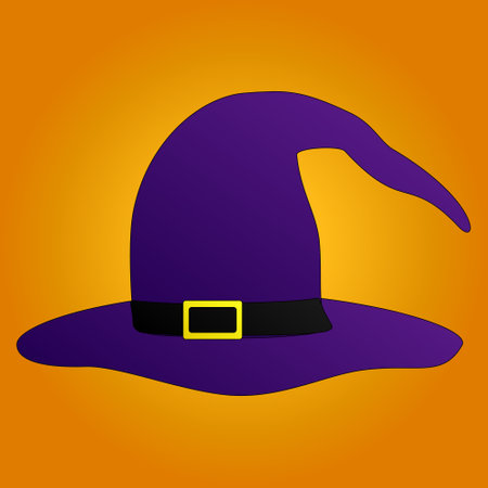 Illustration of a classic witch hat for Halloween. Perfect for spooky-themed projects, decorations, and holiday designs.のイラスト素材
