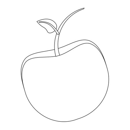 Simple apple coloring page, perfect for kids and adults. Enjoy a fun and relaxing activity with this easy-to-print outline design.のイラスト素材