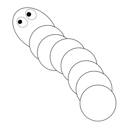 Cute Worm Coloring Page for Kidsのイラスト素材