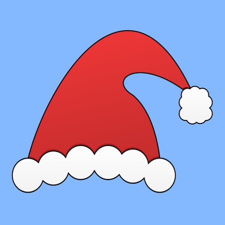 Festive vector illustration of a Christmas hat, perfect for holiday designs, greeting cards, and seasonal decorations.のイラスト素材