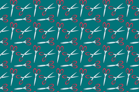A vibrant seamless pattern featuring open and closed cartoon-style scissors. Perfect for...