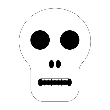 Simple Halloween skull illustration designed as a coloring page for kids and adults, perfect for spooky-themed projects or activities.のイラスト素材