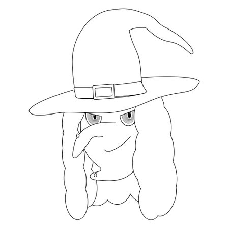 Halloween-themed coloring page featuring a witch with a tall hat, perfect for kids to enjoy and color during the spooky season.のイラスト素材