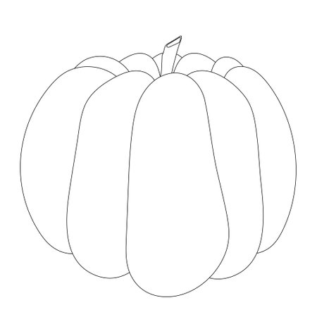 Simple black and white outline of a pumpkin, perfect for fall and autumn-themed coloring pages and seasonal activities.のイラスト素材