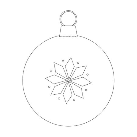 Simple Christmas ornament illustration with a snowflake design, perfect for kids and adults to color during the holiday season.のイラスト素材