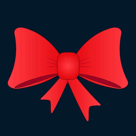 Festive red bow vector illustration perfect for Christmas and New Year designs. Ideal for gift wrapping, cards, and holiday decorations.のイラスト素材