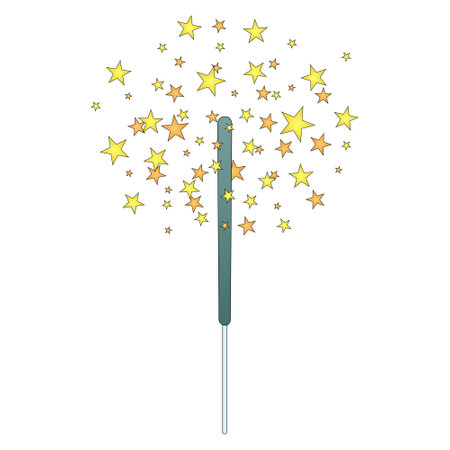 Festive sparkler vector with bright stars, perfect for Christmas, New Years Eve, and holiday celebrations. Ideal for cards and decorations.のイラスト素材