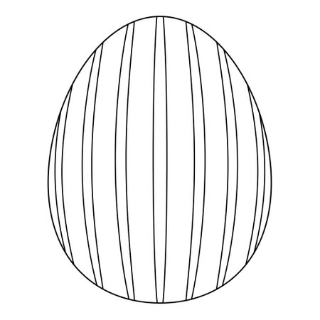 Black and white coloring page with an Easter egg painted with striped. Ideal for festive activities, coloring book and kids crafts.のイラスト素材