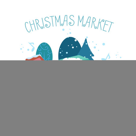 Wooden stalls at Christmas market. Vector hand drawn cartoon flat style illustration. Vector illustrationのイラスト素材
