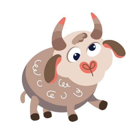 Cute lamb toy in cartoon style. Character for design of postcards, inscriptions, children books. Vector illustration, icon on isolated background. Vector illustrationのイラスト素材