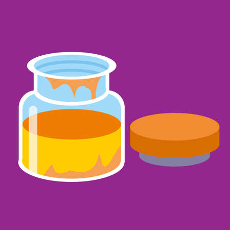 Glass jar with paint for drawing. School subjects icons vector illustration. Vector illustrationのイラスト素材