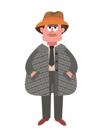Cute spy Dr. Watson in cartoon style. Character for postcards, books, posters. Vector illustration, icon on isolated background. Vector illustrationのイラスト素材