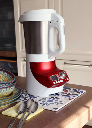 Electric soup maker and chopper. Makes puree soup in 30 minutes. Modern object for the kitchen....