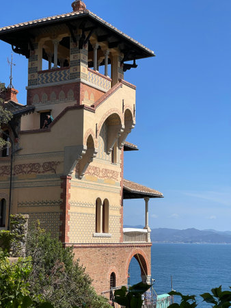 Portofino, Italy - 07 April 2025. Traditional buildings. Sea and tourism. Background for design. High quality photoの写真素材