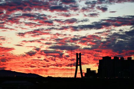 Fire sky in the dadaochengの写真素材
