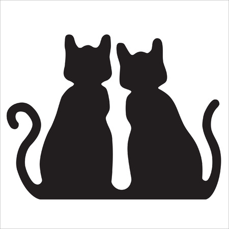 Two cats isolated on white backgroundのイラスト素材